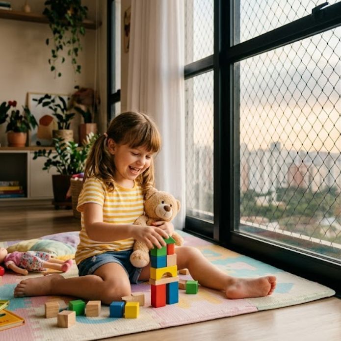 Família feliz em apartamento com rede instalada em BH